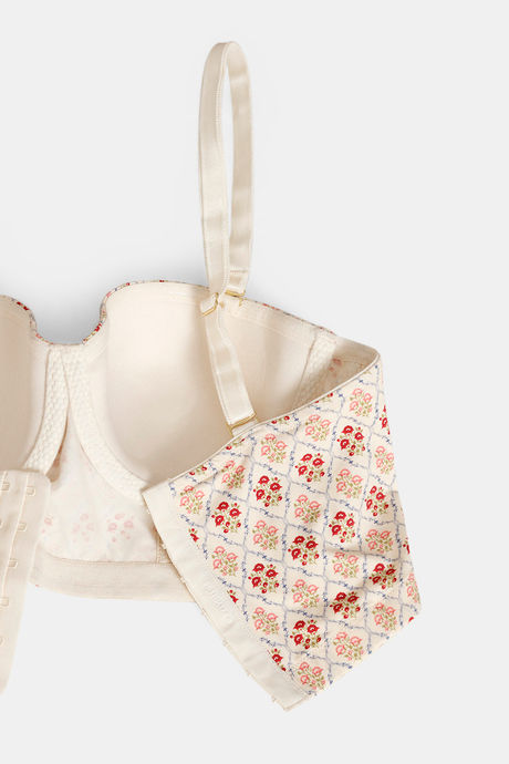 Zivame X Monisha Jaising Padded Wired Medium Coverage Strapless Bra - Ecru Bouquet Print — image 6
